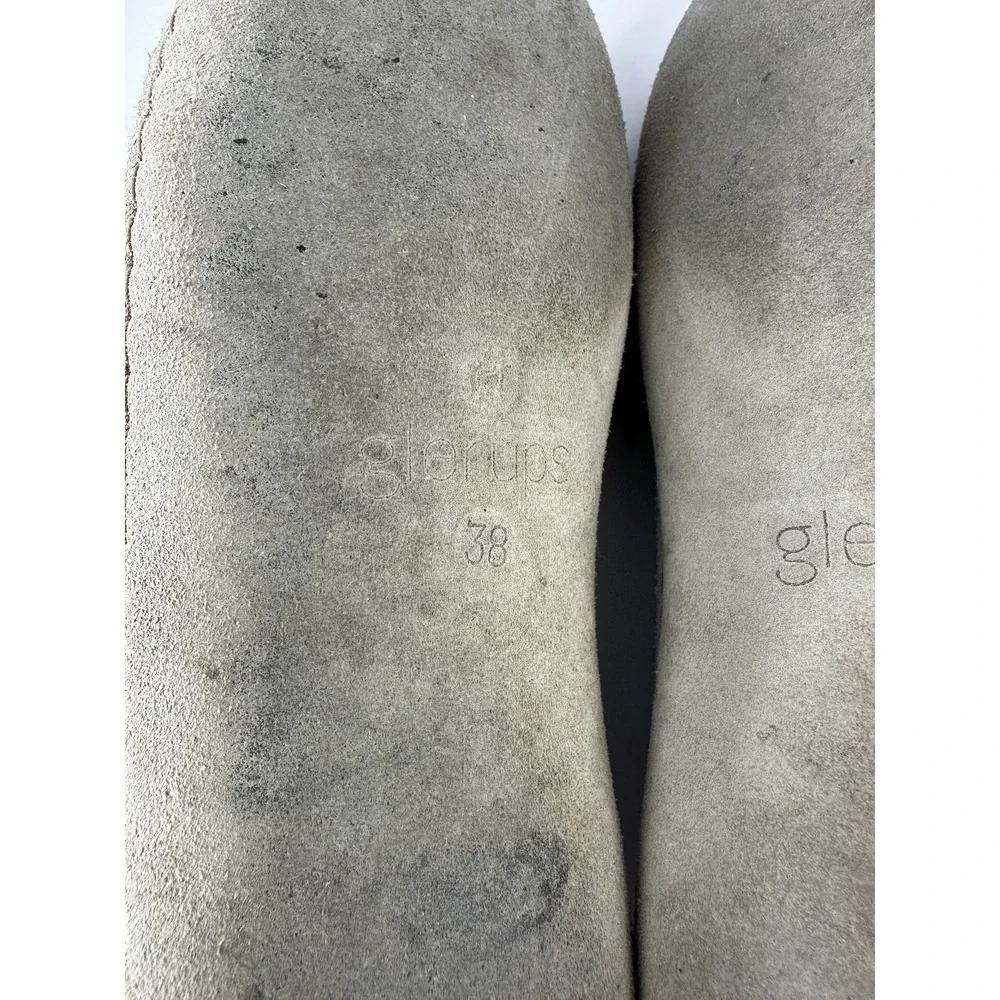 Glerups Wool Shoe W/ Leather Sole Grey Slippers EU Size 38 Equals US W 8 | M 6.5 - Picture 7 of 14